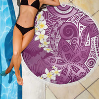 Pink Polynesian Tribal Frangipani Tropical Vibe Beach Blanket LT14 - Polynesian Pride