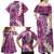 Pink Polynesian Tribal Frangipani Tropical Vibe Family Matching Off Shoulder Maxi Dress and Hawaiian Shirt