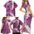 Pink Polynesian Tribal Frangipani Tropical Vibe Family Matching Short Sleeve Bodycon Dress and Hawaiian Shirt