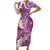 Pink Polynesian Tribal Frangipani Tropical Vibe Family Matching Short Sleeve Bodycon Dress and Hawaiian Shirt