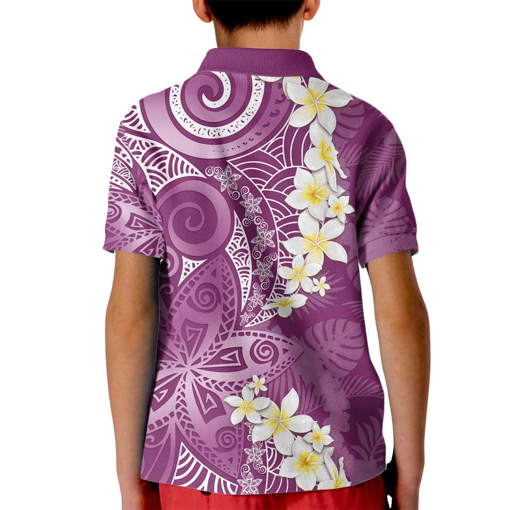 Pink Polynesian Tribal Frangipani Tropical Vibe Kid Polo Shirt LT14 - Polynesian Pride