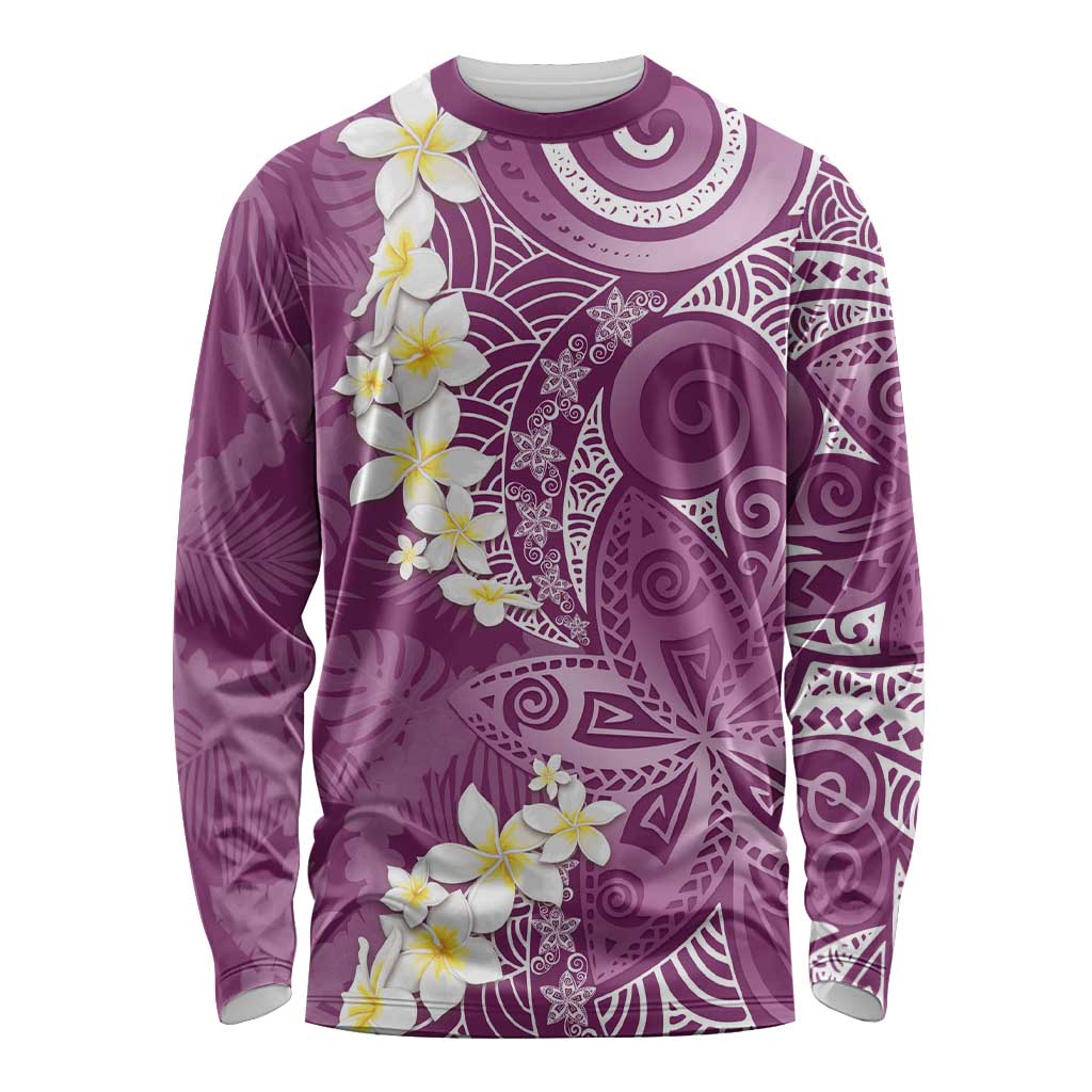 Pink Polynesian Tribal Frangipani Tropical Vibe Long Sleeve Shirt LT14 Unisex Pink - Polynesian Pride