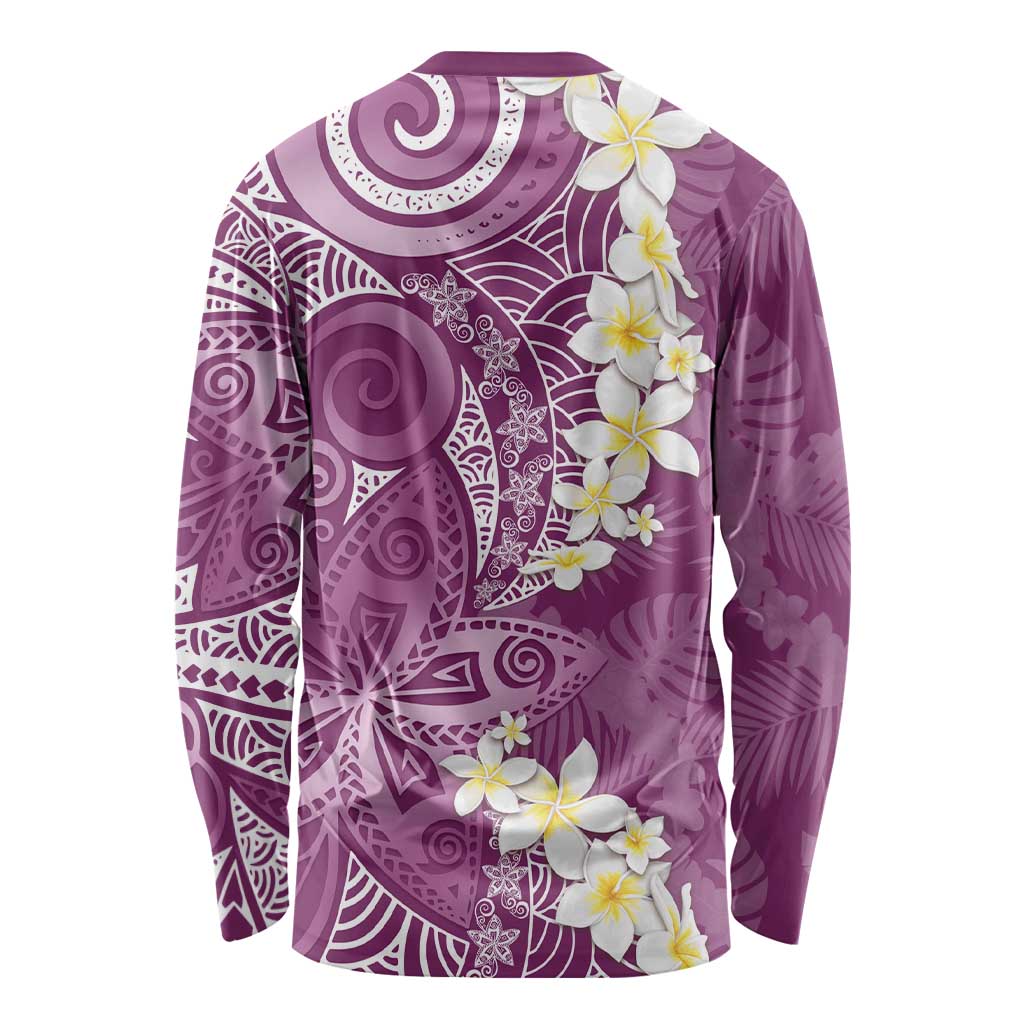 Pink Polynesian Tribal Frangipani Tropical Vibe Long Sleeve Shirt LT14 - Polynesian Pride