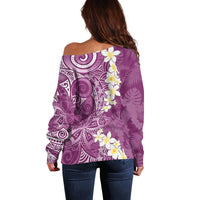 Pink Polynesian Tribal Frangipani Tropical Vibe Off Shoulder Sweater LT14 - Polynesian Pride