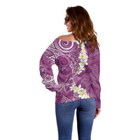 Pink Polynesian Tribal Frangipani Tropical Vibe Off Shoulder Sweater LT14 - Polynesian Pride