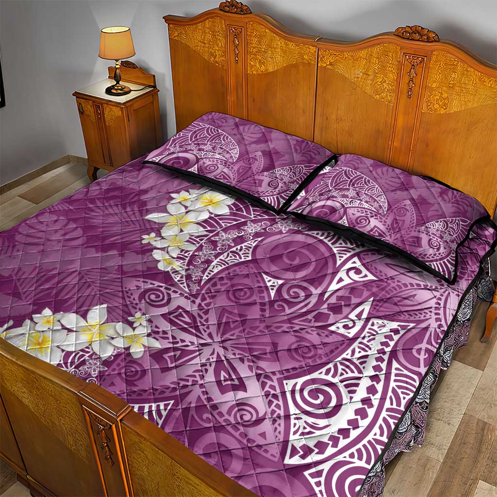 Pink Polynesian Tribal Frangipani Tropical Vibe Quilt Bed Set LT14 - Polynesian Pride