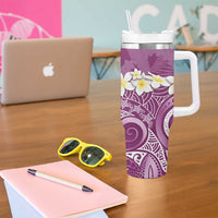 Pink Polynesian Tribal Frangipani Tropical Vibe Tumbler With Handle LT14 - Polynesian Pride