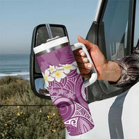 Pink Polynesian Tribal Frangipani Tropical Vibe Tumbler With Handle LT14 - Polynesian Pride