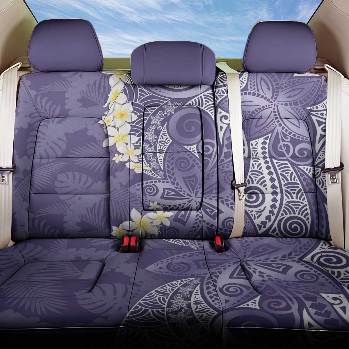 Violet Polynesian Tribal Frangipani Tropical Vibe Back Car Seat Cover LT14 One Size Violet - Polynesian Pride