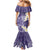 Violet Polynesian Tribal Frangipani Tropical Vibe Family Matching Mermaid Dress and Hawaiian Shirt