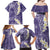 Violet Polynesian Tribal Frangipani Tropical Vibe Family Matching Off Shoulder Maxi Dress and Hawaiian Shirt