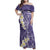 Violet Polynesian Tribal Frangipani Tropical Vibe Family Matching Off Shoulder Maxi Dress and Hawaiian Shirt