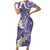 Violet Polynesian Tribal Frangipani Tropical Vibe Family Matching Short Sleeve Bodycon Dress and Hawaiian Shirt