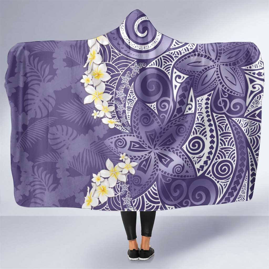 Violet Polynesian Tribal Frangipani Tropical Vibe Hooded Blanket LT14 One Size Violet - Polynesian Pride