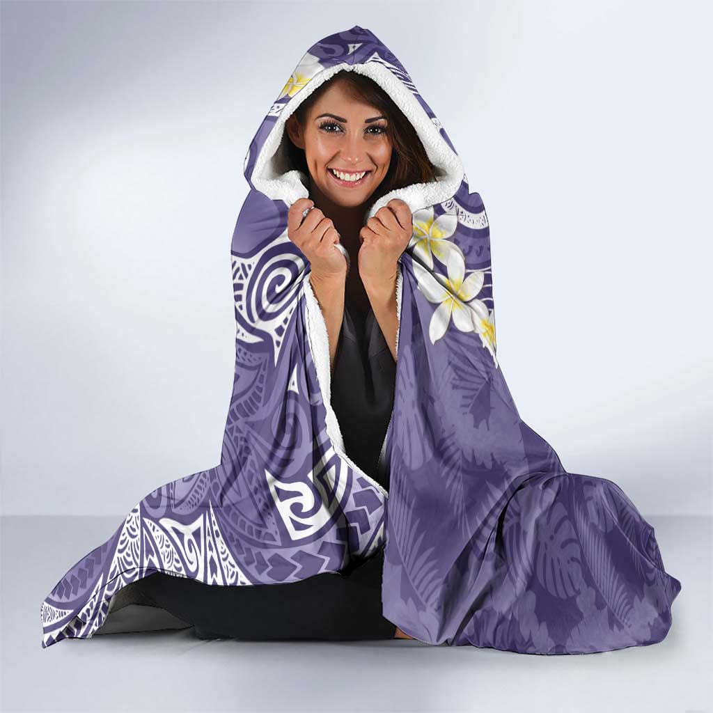 Violet Polynesian Tribal Frangipani Tropical Vibe Hooded Blanket LT14 - Polynesian Pride