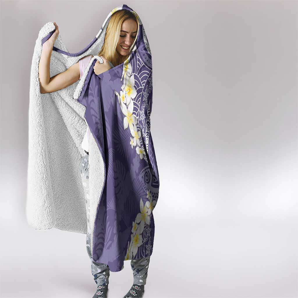 Violet Polynesian Tribal Frangipani Tropical Vibe Hooded Blanket LT14 - Polynesian Pride