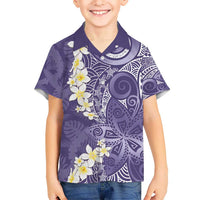 Violet Polynesian Tribal Frangipani Tropical Vibe Kid Hawaiian Shirt LT14 Kid Violet - Polynesian Pride