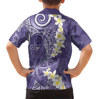 Violet Polynesian Tribal Frangipani Tropical Vibe Kid Hawaiian Shirt LT14 - Polynesian Pride