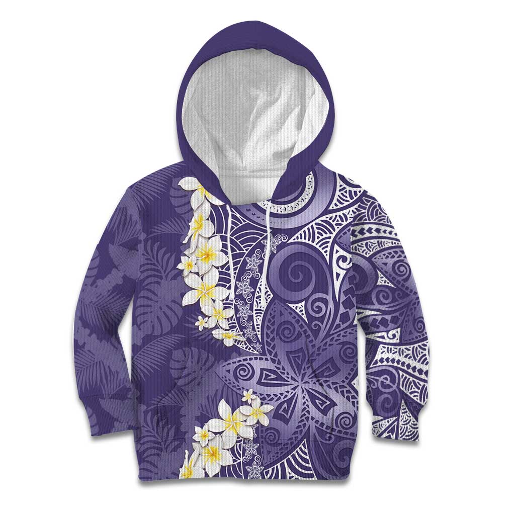 Violet Polynesian Tribal Frangipani Tropical Vibe Kid Hoodie LT14 Hoodie Violet - Polynesian Pride