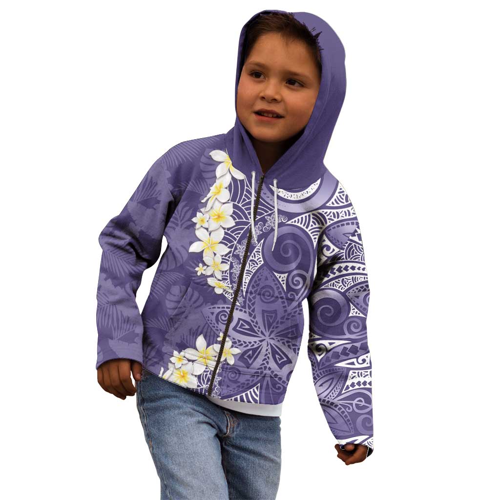 Violet Polynesian Tribal Frangipani Tropical Vibe Kid Hoodie LT14 - Polynesian Pride