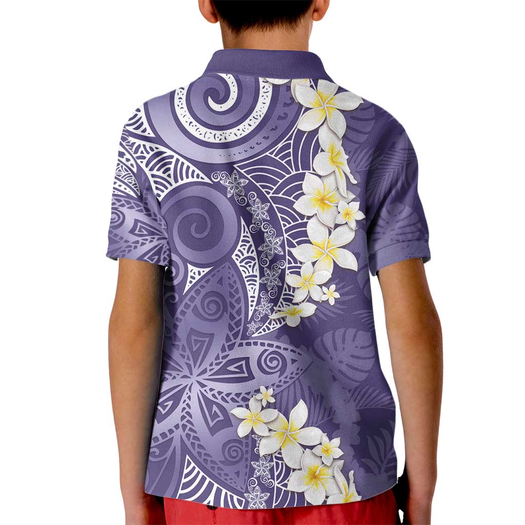Violet Polynesian Tribal Frangipani Tropical Vibe Kid Polo Shirt LT14 - Polynesian Pride