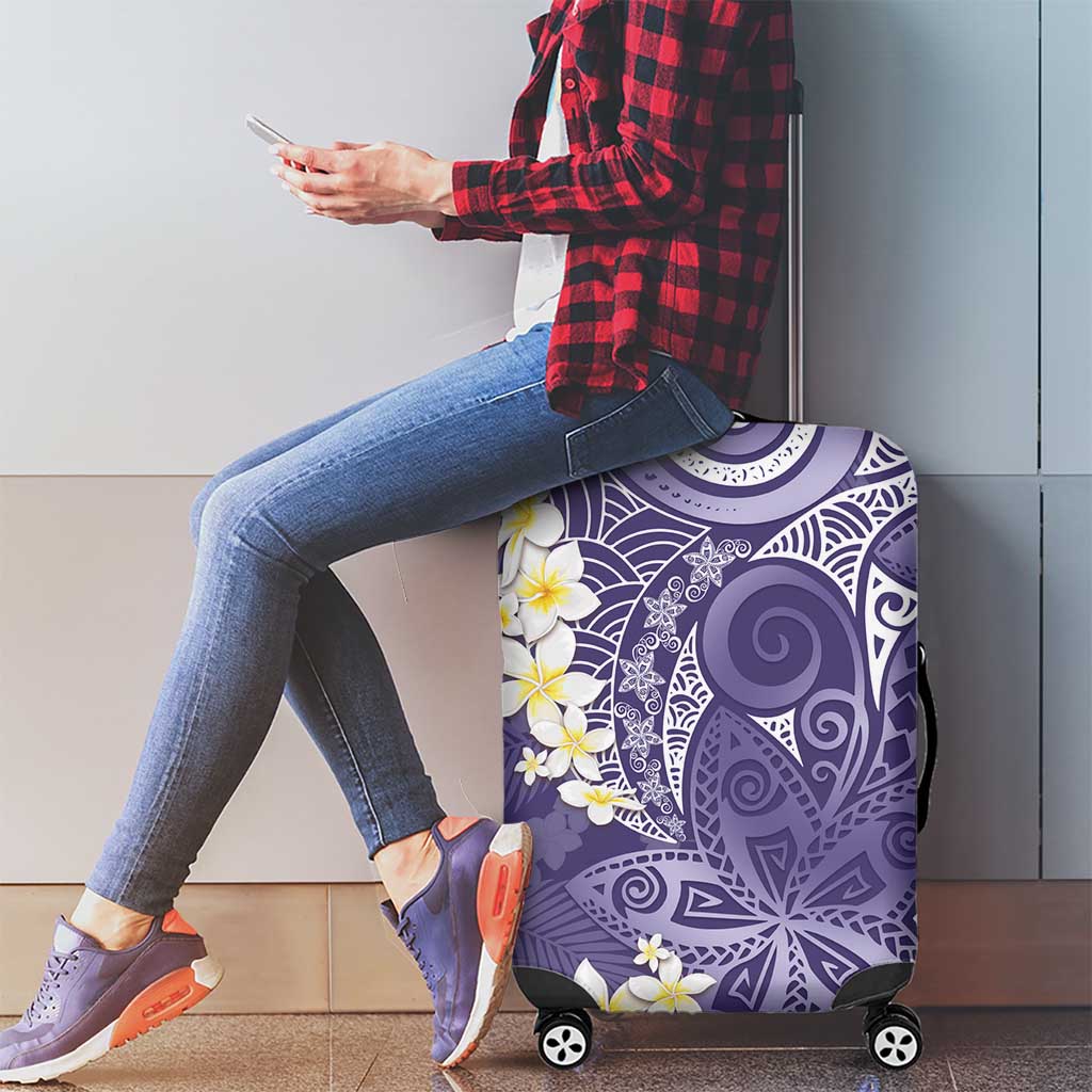 Violet Polynesian Tribal Frangipani Tropical Vibe Luggage Cover LT14 - Polynesian Pride