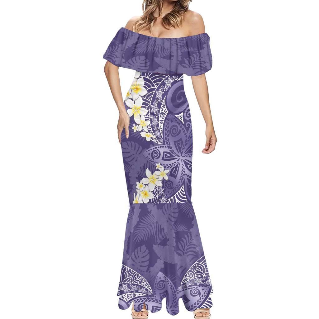 Violet Polynesian Tribal Frangipani Tropical Vibe Mermaid Dress LT14 - Polynesian Pride