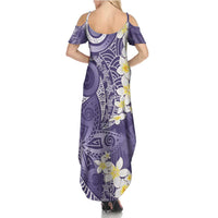 Violet Polynesian Tribal Frangipani Tropical Vibe Summer Maxi Dress LT14 - Polynesian Pride