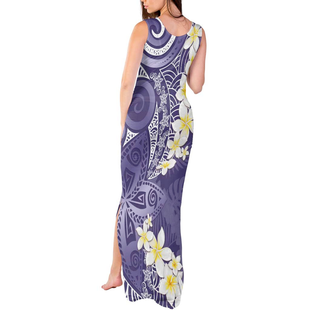 Violet Polynesian Tribal Frangipani Tropical Vibe Tank Maxi Dress LT14 - Polynesian Pride