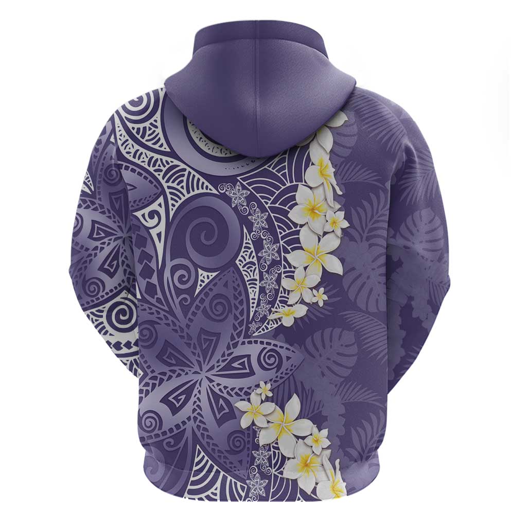 Violet Polynesian Tribal Frangipani Tropical Vibe Zip Hoodie LT14 - Polynesian Pride