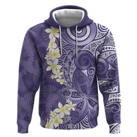 Violet Polynesian Tribal Frangipani Tropical Vibe Zip Hoodie LT14 Pullover Hoodie Violet - Polynesian Pride