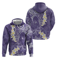 Violet Polynesian Tribal Frangipani Tropical Vibe Zip Hoodie LT14 - Polynesian Pride