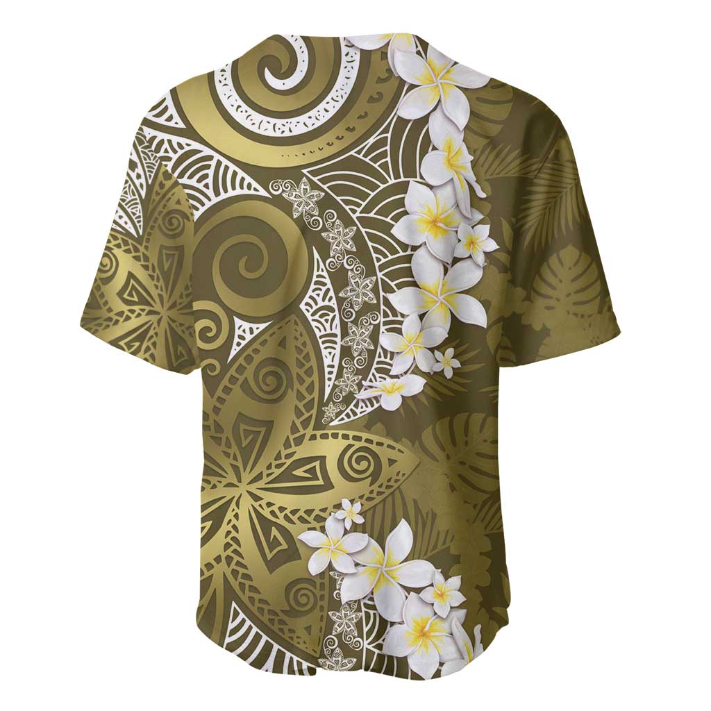 Gold Polynesian Tribal Frangipani Tropical Vibe Baseball Jersey LT14 - Polynesian Pride