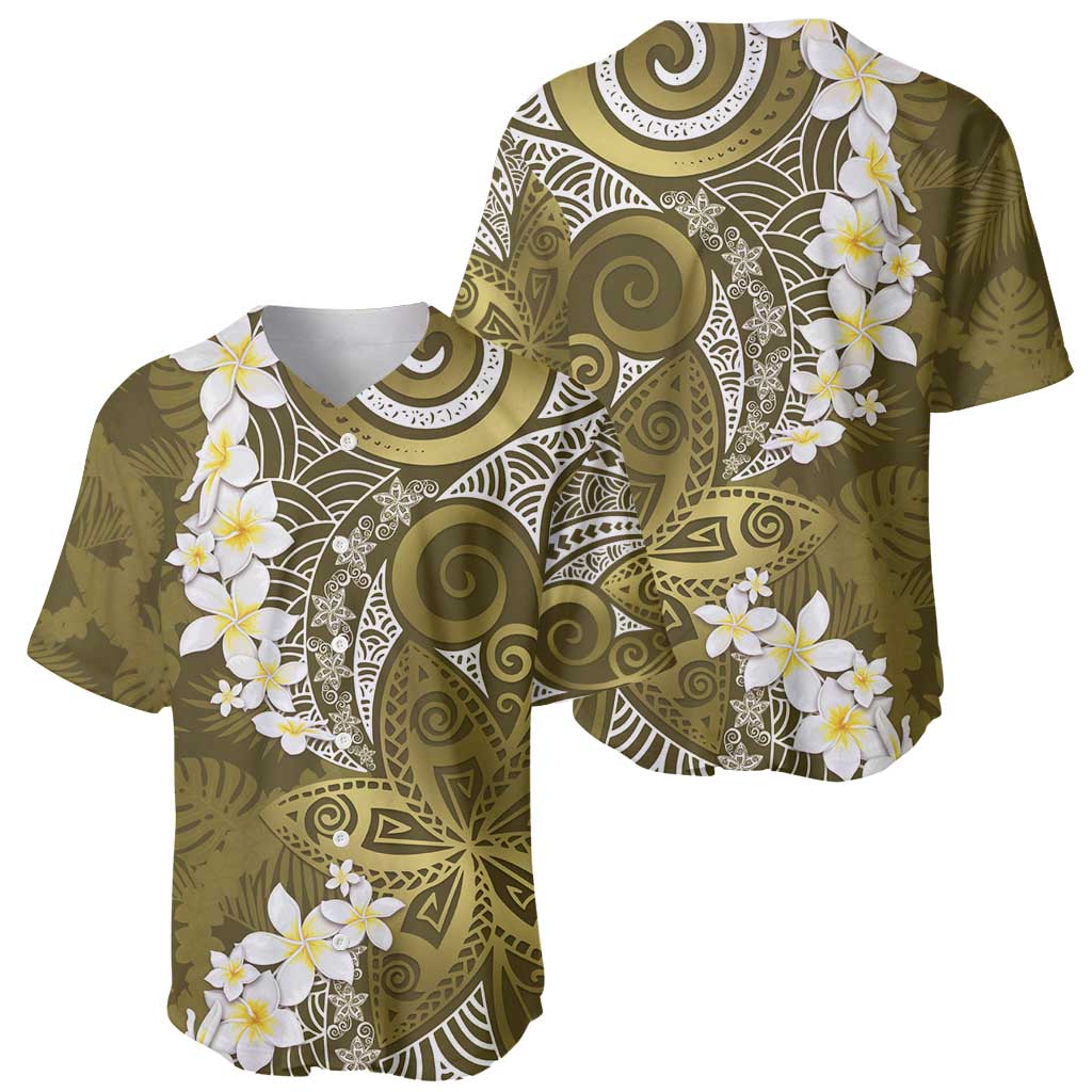 Gold Polynesian Tribal Frangipani Tropical Vibe Baseball Jersey LT14 - Polynesian Pride