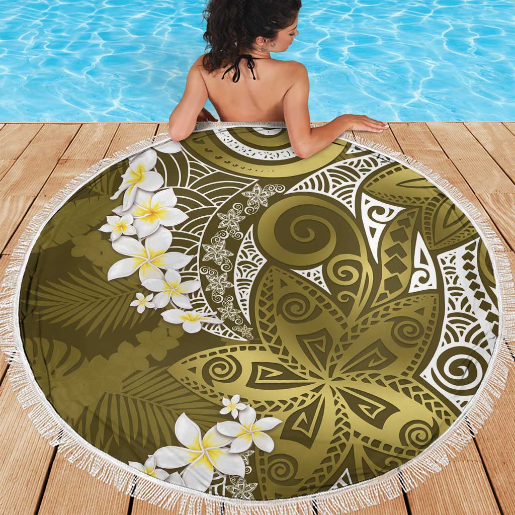 Gold Polynesian Tribal Frangipani Tropical Vibe Beach Blanket LT14 - Polynesian Pride