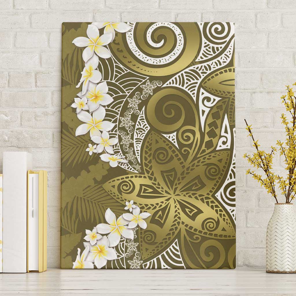 Gold Polynesian Tribal Frangipani Tropical Vibe Canvas Wall Art LT14 Without Frame Gold - Polynesian Pride
