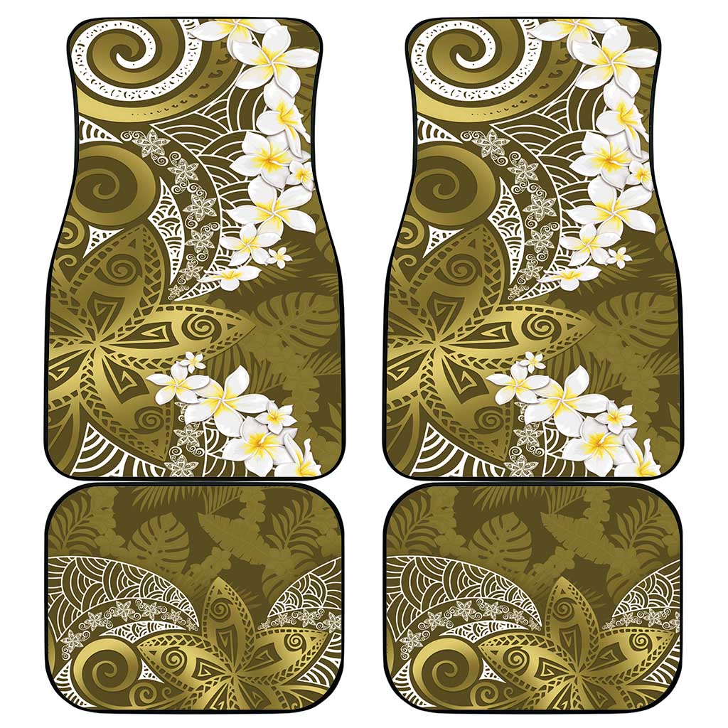 Gold Polynesian Tribal Frangipani Tropical Vibe Car Mats LT14 - Polynesian Pride