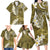 Gold Polynesian Tribal Frangipani Tropical Vibe Family Matching Long Sleeve Bodycon Dress and Hawaiian Shirt