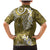 Gold Polynesian Tribal Frangipani Tropical Vibe Family Matching Mermaid Dress and Hawaiian Shirt