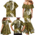 Gold Polynesian Tribal Frangipani Tropical Vibe Family Matching Mermaid Dress and Hawaiian Shirt