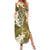 Gold Polynesian Tribal Frangipani Tropical Vibe Family Matching Summer Maxi Dress and Hawaiian Shirt