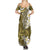 Gold Polynesian Tribal Frangipani Tropical Vibe Family Matching Summer Maxi Dress and Hawaiian Shirt