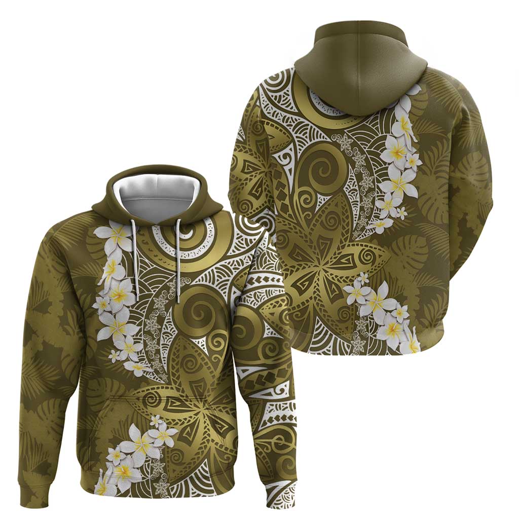 Gold Polynesian Tribal Frangipani Tropical Vibe Hoodie LT14 - Polynesian Pride