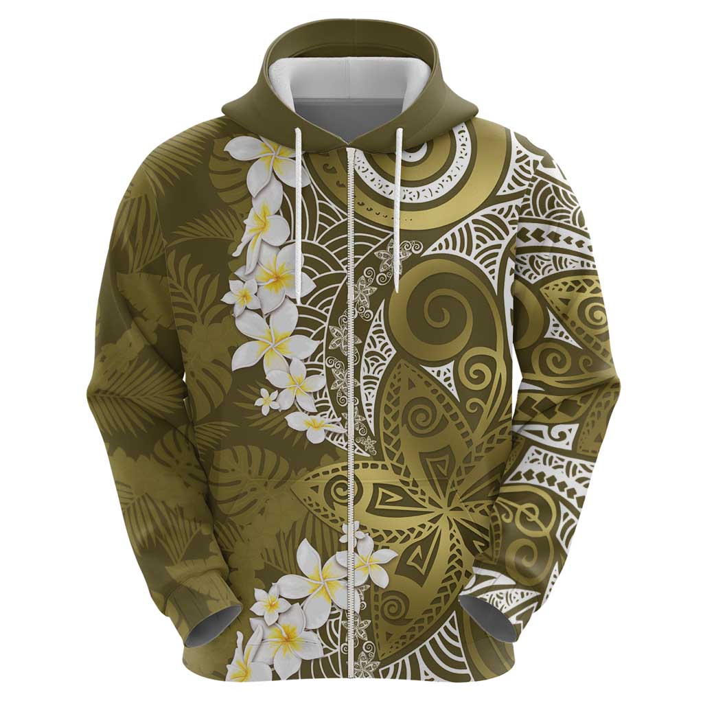 Gold Polynesian Tribal Frangipani Tropical Vibe Hoodie LT14 - Polynesian Pride