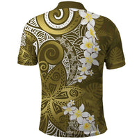 Gold Polynesian Tribal Frangipani Tropical Vibe Polo Shirt LT14 - Polynesian Pride