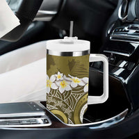 Gold Polynesian Tribal Frangipani Tropical Vibe Tumbler With Handle LT14 - Polynesian Pride