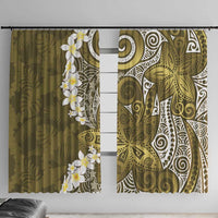Gold Polynesian Tribal Frangipani Tropical Vibe Window Curtain LT14 With Hooks Gold - Polynesian Pride