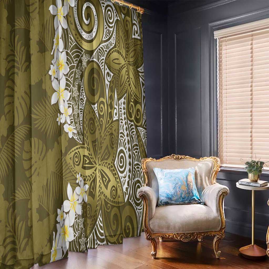 Gold Polynesian Tribal Frangipani Tropical Vibe Window Curtain LT14 - Polynesian Pride