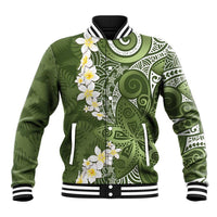Green Polynesian Tribal Frangipani Tropical Vibe Baseball Jacket LT14 Unisex Green - Polynesian Pride