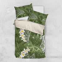 Green Polynesian Tribal Frangipani Tropical Vibe Bedding Set LT14 US Twin 172cm x 218cm Green - Polynesian Pride